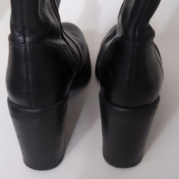 Topshop black genuine leather Chunky  platform boots 7 - Picture 6 of 7
